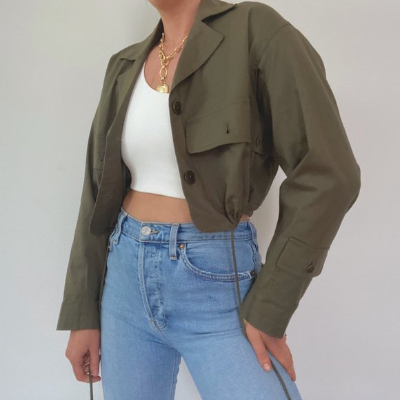 Ralph Lauren Army Green Cropped Utility Jacket - Picture 7 of 11